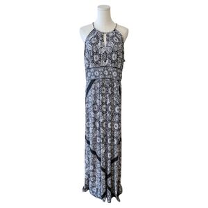WHBM Black & White Sleeveless Jersey Knit Maxi Dress Size Large